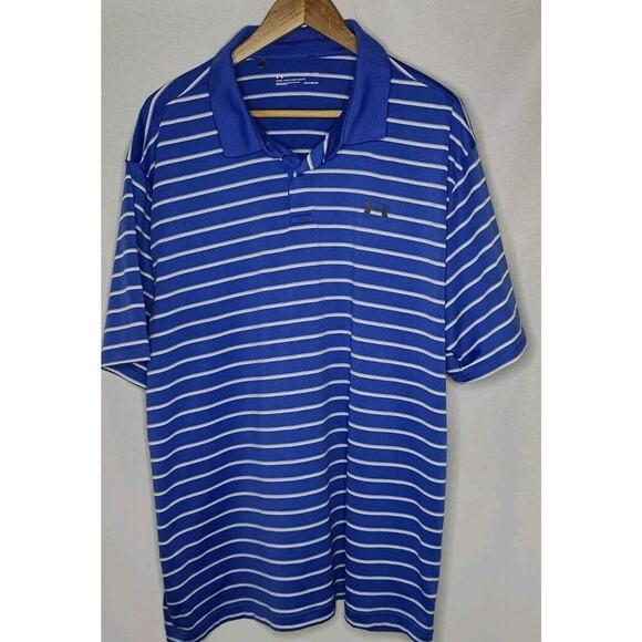 Under Armour Men’s XXL Loose Fit Heat Gear‎ Polo Shirt Royal Blue - Picture 1 of 8